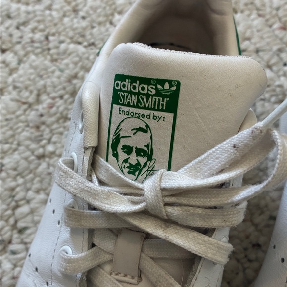 Adidas White & Green Originals Stan Smith Sneakers - Picture 6 of 10